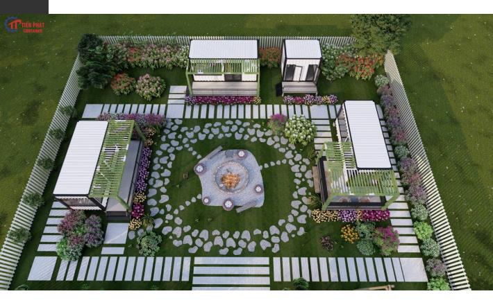 Container nhà ở thiết kế có sân vườn