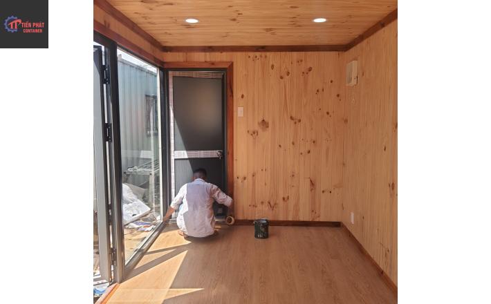 Container văn phòng 40 feet ốp gỗ thông